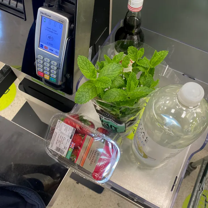 Ingredients for Pimm’s, including mint and strawberries